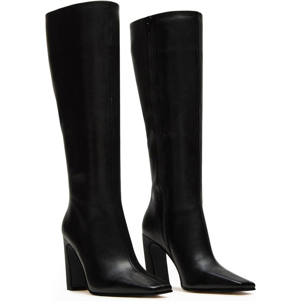 Sleek Black Heeled Boots for Women